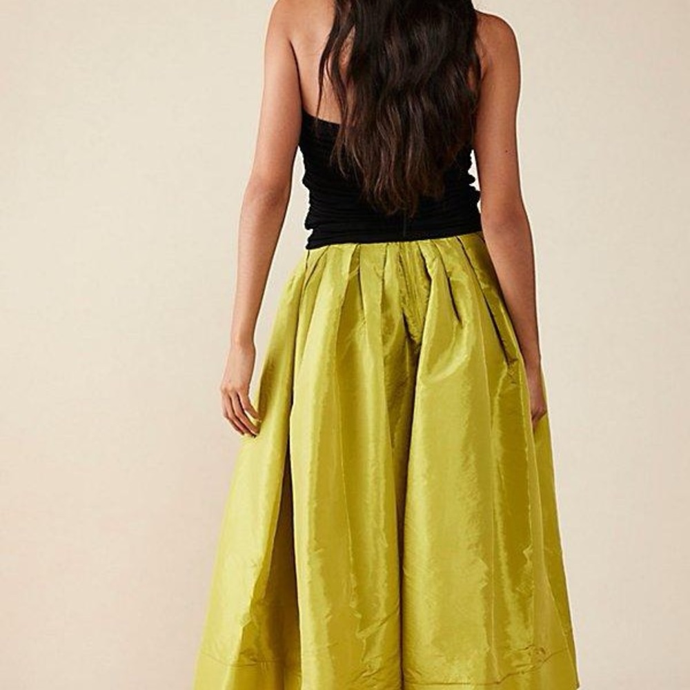 NWOT Free People Emilia Skirt in Chartreuse / Yellow